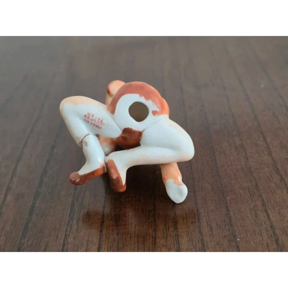 Vintage Made in Occupied Japan Pixie Elf Figurine Orange Porcelain 1945-1952